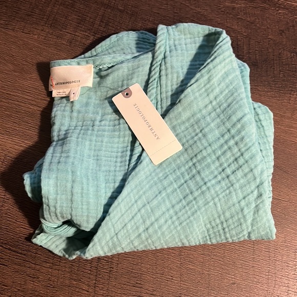 BY ANTHROPOLOGIE GAUZY TOP DARK TURQUOISE - Picture 6 of 6